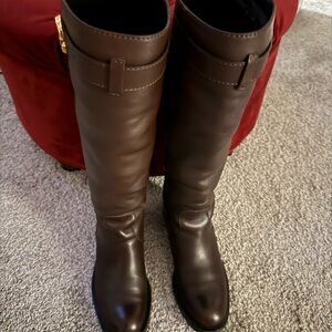 Brown Leather Knee-High Boots